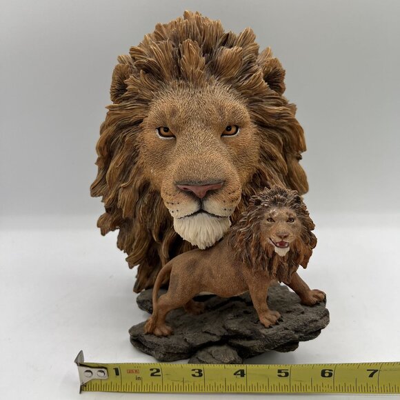 Vintage Majestic Lions Bust & Full Body RARE Statue Collectible Wildlife Decor - Picture 10 of 13